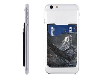 Raunew Phone Wallet Stick On, Butterfly In The Rain Animal Cell Phone Card Holder Pocket for Back Adhesive Credit Card Holder Non-Slip Of Phone Case for All Smartphones, Fit 4 Cards