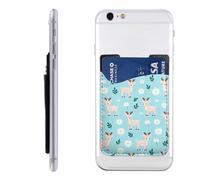 Raunew Phone Wallet Stick On, Cartoon Deer Flower Cute Animals | Cell Phone Card Holder Pocket for Back Adhesive Credit Card Holder Non-Slip of Phone Case for All Smartphones, Fit 4 Cards