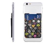 Raunew Phone Wallet Stick On, Cartoon Dogs Paws And Bones | Cell Phone Card Holder Pocket for Back Adhesive Credit Card Holder Non-Slip of Phone Case for All Smartphones, Fit 4 Cards