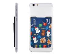 Raunew Phone Wallet Stick On, Cats Bear Snowflake Christmas Tree Ball | Cell Phone Card Holder Pocket for Back Adhesive Credit Card Holder Non-Slip Of Phone Case for All Smartphones, Fit 4 Cards