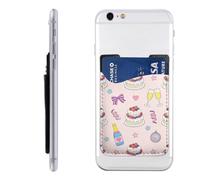 Raunew Phone Wallet Stick On, Champagne Blueberry Cake Colorful Cell Phone Card Holder Pocket for Back Adhesive Credit Card Holder Non-Slip of Phone Case for All Smartphones, Fit 4 Cards