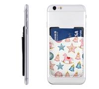 Raunew Phone Wallet Stick On, Christmas Ball Carousel Star Bell Colorful Cell Phone Card Holder Pocket for Back Adhesive Credit Card Holder Non-Slip Of Phone Case for All Smartphones, Fit 4 Cards