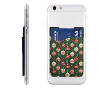 Raunew Phone Wallet Stick On, Christmas Decorations Ball Colorful | Cell Phone Card Holder Pocket for Back Adhesive Credit Card Holder Non-Slip Of Phone Case for All Smartphones, Fit 4 Cards
