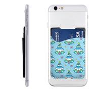Raunew Phone Wallet Stick On, Christmas Tree Flower Colorful Ball Decor Cell Phone Card Holder Pocket for Back Adhesive Credit Card Holder Non-Slip Of Phone Case for All Smartphones, Fit 4 Cards
