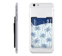 Raunew Phone Wallet Stick On, Coconut Tree Island Pattern Cell Phone Card Holder Pocket for Back Adhesive Credit Card Holder Non-Slip of Phone Case for All Smartphones, Fit 4 Cards