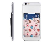 Raunew Phone Wallet Stick On, Colorful Christmas Ball Seashell Ornaments Cell Phone Card Holder Pocket for Back Adhesive Credit Card Holder Non-Slip Of Phone Case for All Smartphones, Fit 4 Cards