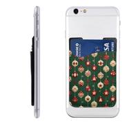 Raunew Phone Wallet Stick On, Colorful Christmas Decorations Ball | Cell Phone Card Holder Pocket for Back Adhesive Credit Card Holder Non-Slip Of Phone Case for All Smartphones, Fit 4 Cards