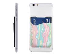 Raunew Phone Wallet Stick On, Colorful Cream Melting Down Soft Lines | Cell Phone Card Holder Pocket for Back Adhesive Credit Card Holder Non-Slip Of Phone Case for All Smartphones, Fit 4 Cards