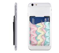 Raunew Phone Wallet Stick On, Colorful Ice Cream Melting Cell Phone Card Holder Pocket for Back Adhesive Credit Card Holder Non-Slip Of Phone Case for All Smartphones, Fit 4 Cards