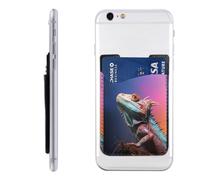 Raunew Phone Wallet Stick On, Colorful Lizard Portrait Art Cell Phone Card Holder Pocket for Back Adhesive Credit Card Holder Non-Slip of Phone Case for All Smartphones, Fit 4 Cards