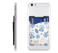 Raunew Phone Wallet Stick On, Crystal Ball Christmas Tree Snowflake Cartoon | Cell Phone Card Holder Pocket for Back Adhesive Credit Card Holder Non-Slip of Phone Case for All Smartphones, Fit 4 Cards