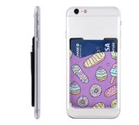 Raunew Phone Wallet Stick On, Cute Ice Cream Doughnuts Vintage Cell Phone Card Holder Pocket for Back Adhesive Credit Card Holder Non-Slip Of Phone Case for All Smartphones, Fit 4 Cards