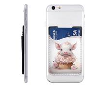 Raunew Phone Wallet Stick On, Cute Piggy Stealing Cake | Cell Phone Card Holder Pocket for Back Adhesive Credit Card Holder Non-Slip Of Phone Case for All Smartphones, Fit 4 Cards