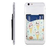 Raunew Phone Wallet Stick On, Cute Skull Ice Cream Cones | Cell Phone Card Holder Pocket for Back Adhesive Credit Card Holder Non-Slip Of Phone Case for All Smartphones, Fit 4 Cards