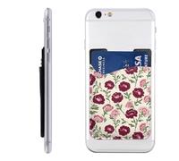 Raunew Phone Wallet Stick On, Embroidered Vivid Flowers Retro | Cell Phone Card Holder Pocket for Back Adhesive Credit Card Holder Non-Slip of Phone Case for All Smartphones, Fit 4 Cards