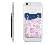 Raunew Phone Wallet Stick On, Fall Pink Pumpkins Hearts Roses | Cell Phone Card Holder Pocket for Back Adhesive Credit Card Holder Non-Slip Of Phone Case for All Smartphones, Fit 4 Cards