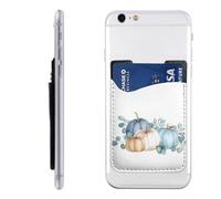 Raunew Phone Wallet Stick On, Fall Watercolor Pumpkins Painting | Cell Phone Card Holder Pocket for Back Adhesive Credit Card Holder Non-Slip of Phone Case for All Smartphones, Fit 4 Cards