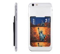 Raunew Phone Wallet Stick On, Floral Liberty Statue Art | Cell Phone Card Holder Pocket for Back Adhesive Credit Card Holder Non-Slip of Phone Case for All Smartphones, Fit 4 Cards