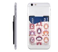 Raunew Phone Wallet Stick On, Frame Pumpkin Ghost Pattern | Cell Phone Card Holder Pocket for Back Adhesive Credit Card Holder Non-Slip Of Phone Case for All Smartphones, Fit 4 Cards