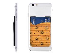 Raunew Phone Wallet Stick On, Halloween Happy Pumpkins Stars Cell Phone Card Holder Pocket for Back Adhesive Credit Card Holder Non-Slip of Phone Case for All Smartphones, Fit 4 Cards