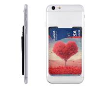 Raunew Phone Wallet Stick On, Heart Red Poppy Tree | Cell Phone Card Holder Pocket for Back Adhesive Credit Card Holder Non-Slip Of Phone Case for All Smartphones, Fit 4 Cards
