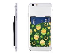 Raunew Phone Wallet Stick On, Horseshoe Clover Cake St. Patrick'S Day | Cell Phone Card Holder Pocket for Back Adhesive Credit Card Holder Non-Slip of Phone Case for All Smartphones, Fit 4 Cards