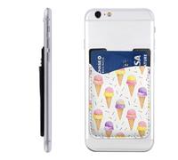 Raunew Phone Wallet Stick On, Ice Cream Cone Colorful Sprinkles Cell Phone Card Holder Pocket for Back Adhesive Credit Card Holder Non-Slip Of Phone Case for All Smartphones, Fit 4 Cards