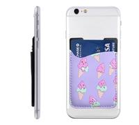 Raunew Phone Wallet Stick On, Lovely Ice Cream Colorful Cell Phone Card Holder Pocket for Back Adhesive Credit Card Holder Non-Slip Of Phone Case for All Smartphones, Fit 4 Cards