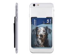 Raunew Phone Wallet Stick On, Merle Aussie Dog Painting | Cell Phone Card Holder Pocket for Back Adhesive Credit Card Holder Non-Slip Of Phone Case for All Smartphones, Fit 4 Cards