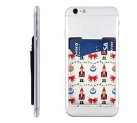 Raunew Phone Wallet Stick On, Nutcracker Bow Christmas Ball Colourful Lights Cell Phone Card Holder Pocket for Back Adhesive Credit Card Holder Non-Slip Of Phone Case for All Smartphones, Fit 4 Cards