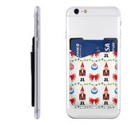 Raunew Phone Wallet Stick On Nutcracker Bow Christmas Ball Colourful Lights | Cell Phone Card Holder Pocket for Back Adhesive Credit Card Holder Non-Slip of Phone Case for All Smartphones, Fit 4 Cards