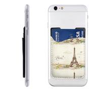 Raunew Phone Wallet Stick On, Paris Sketch Art Illustration | Cell Phone Card Holder Pocket for Back Adhesive Credit Card Holder Non-Slip Of Phone Case for All Smartphones, Fit 4 Cards