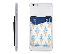 Raunew Phone Wallet Stick On, Pastel Blue Ice Cream Cones Watercolor | Cell Phone Card Holder Pocket for Back Adhesive Credit Card Holder Non-Slip Of Phone Case for All Smartphones, Fit 4 Cards