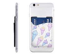 Raunew Phone Wallet Stick On, Pastel Ice Cream Cartoon | Cell Phone Card Holder Pocket for Back Adhesive Credit Card Holder Non-Slip Of Phone Case for All Smartphones, Fit 4 Cards