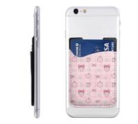 Raunew Phone Wallet Stick On, Pink Bow Christmas Ball Heart Ornament | Cell Phone Card Holder Pocket for Back Adhesive Credit Card Holder Non-Slip of Phone Case for All Smartphones, Fit 4 Cards