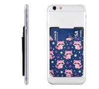 Raunew Phone Wallet Stick On, Pink Raccoon Star Cute Animal | Cell Phone Card Holder Pocket for Back Adhesive Credit Card Holder Non-Slip Of Phone Case for All Smartphones, Fit 4 Cards