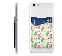Raunew Phone Wallet Stick On, Popsicle Ice Cream Cone Stars Colorful Cell Phone Card Holder Pocket for Back Adhesive Credit Card Holder Non-Slip Of Phone Case for All Smartphones, Fit 4 Cards