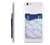 Raunew Phone Wallet Stick On, Popsicles Pink Ice Cream Cell Phone Card Holder Pocket for Back Adhesive Credit Card Holder Non-Slip Of Phone Case for All Smartphones, Fit 4 Cards