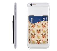 Raunew Phone Wallet Stick On, Reindeer Star Cookies Christmas Style Cell Phone Card Holder Pocket for Back Adhesive Credit Card Holder Non-Slip Of Phone Case for All Smartphones, Fit 4 Cards