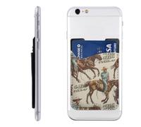 Raunew Phone Wallet Stick On, Retro Cowboys Rodeo Men Western | Cell Phone Card Holder Pocket for Back Adhesive Credit Card Holder Non-Slip of Phone Case for All Smartphones, Fit 4 Cards