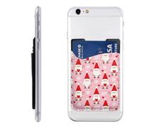 Raunew Phone Wallet Stick On, Santa Gnomes Christmas Joy Snowflake Cell Phone Card Holder Pocket for Back Adhesive Credit Card Holder Non-Slip Of Phone Case for All Smartphones, Fit 4 Cards
