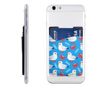 Raunew Phone Wallet Stick On, Seagulls Crabs Fish Bones Cell Phone Card Holder Pocket for Back Adhesive Credit Card Holder Non-Slip of Phone Case for All Smartphones, Fit 4 Cards