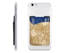 Raunew Phone Wallet Stick On, Sepia Tropical Leaf Design | Cell Phone Card Holder Pocket for Back Adhesive Credit Card Holder Non-Slip Of Phone Case for All Smartphones, Fit 4 Cards