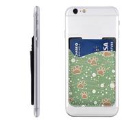 Raunew Phone Wallet Stick On, Simple Line Dog Paw Prints Cell Phone Card Holder Pocket for Back Adhesive Credit Card Holder Non-Slip Of Phone Case for All Smartphones, Fit 4 Cards