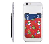 Raunew Phone Wallet Stick On, Snowman Christmas Tree Ice Cream Stars Cell Phone Card Holder Pocket for Back Adhesive Credit Card Holder Non-Slip Of Phone Case for All Smartphones, Fit 4 Cards