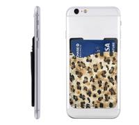 Raunew Phone Wallet Stick On, Soft Beige Leopard | Cell Phone Card Holder Pocket for Back Adhesive Credit Card Holder Non-Slip Of Phone Case for All Smartphones, Fit 4 Cards