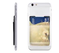 Raunew Phone Wallet Stick On, Soft Dandelion Light Art | Cell Phone Card Holder Pocket for Back Adhesive Credit Card Holder Non-Slip Of Phone Case for All Smartphones, Fit 4 Cards