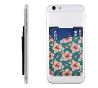 Raunew Phone Wallet Stick On, Soft Hibiscus Seamless Art | Cell Phone Card Holder Pocket for Back Adhesive Credit Card Holder Non-Slip Of Phone Case for All Smartphones, Fit 4 Cards