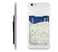 Raunew Phone Wallet Stick On, Soft Wildflower Print | Cell Phone Card Holder Pocket for Back Adhesive Credit Card Holder Non-Slip Of Phone Case for All Smartphones, Fit 4 Cards