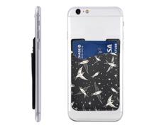 Raunew Phone Wallet Stick On, Swallow Star Silhouette | Cell Phone Card Holder Pocket for Back Adhesive Credit Card Holder Non-Slip Of Phone Case for All Smartphones, Fit 4 Cards